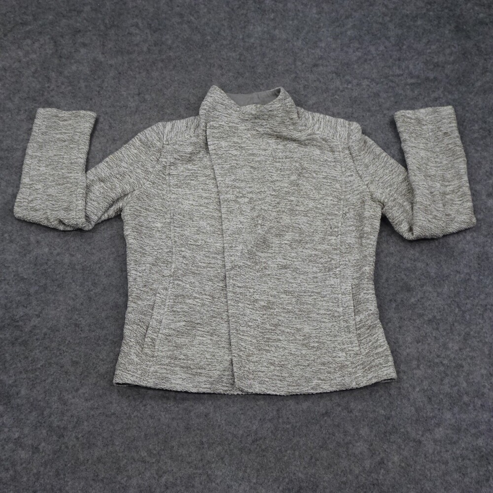 Vince Jacket Womens Medium Gray Draped Neck Open Front Pockets Knit Sweater